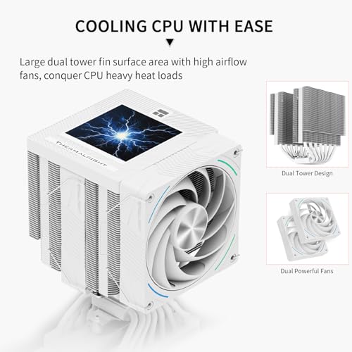 Thermalright Phantom Spirit 120 Vision Snow CPU Air Cooler, Twin Tower Radiator 2150RPM Speed,480x480 Resolving Power IPS Screen with 3.95in,Computer Cooler for Intel lga1851/1700/115x,AM4/AM5 - Image 2