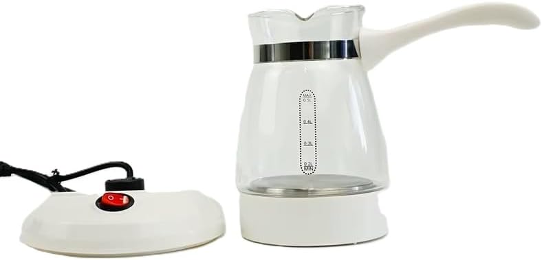 Biki صانعة قهوة تركية | Turkish Coffee Maker 600W, 0.5L Glass Pot – Portable Electric Arabic Coffee Machine, Easy to Clean with Insulated Handle, Makes 5 Cups | (White) - Image 1