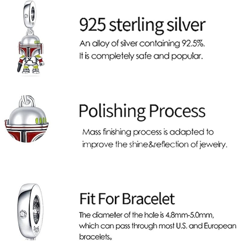 HappyStar 925 Sterling Silver Charm Beads fits Snake Charm Bracelet Necklace，Pendants DIY Jewelry Gift For Women （With one Spacer Bead Charms） - Image 3