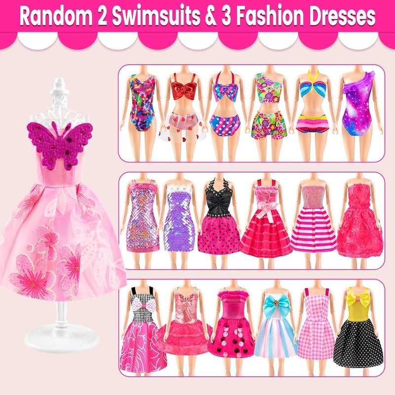 TQRAZ 137 Pcs Doll Closet Playset Clothes and Accessories for 11.5 Inch Dolls, Included Princess Dresses,Fashion Dresses,Casual Clothing,Swimsuits,Bags,Shoes,Doll Dress up Toys for Girls Kids Toddlers Gifts - Image 5