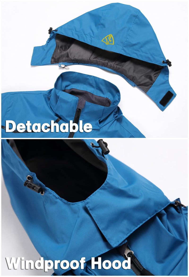 GIISAM Mens Waterproof Rain Jackets Lightweight Windbreaker Rain Suits for Men with Hooded Blue Packable Mens Raincoats - Image 4
