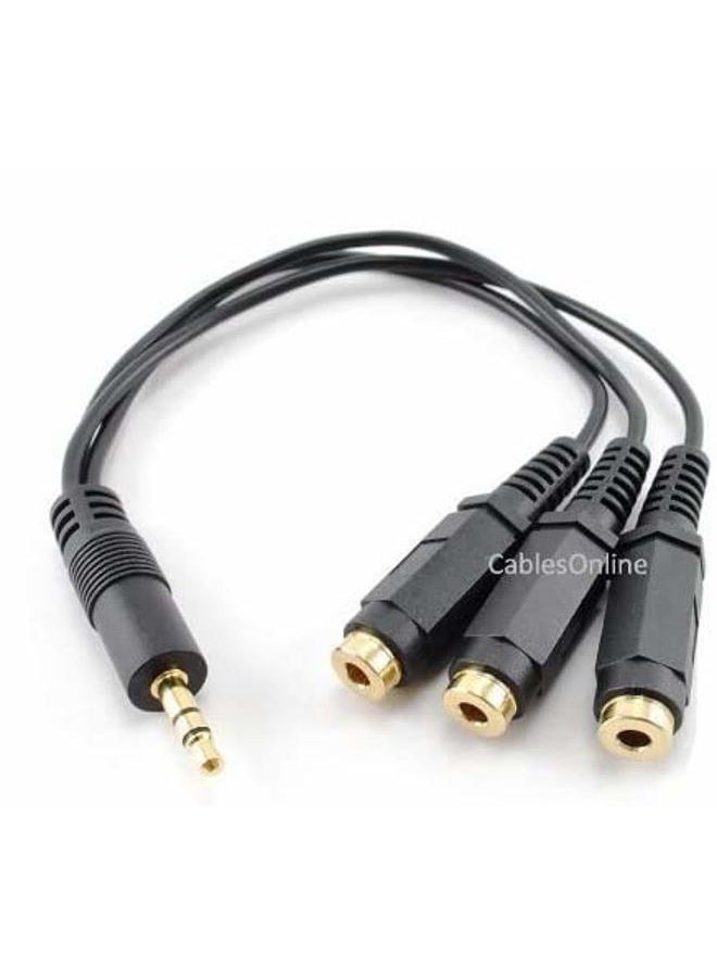 CablesOnline كابلات أونلاين موصل TRS ذكر 3.5 مم (1/8") إلى 3x موصل ستيريو أنثوي مقسم، (AV-Y01F3) - Image 1