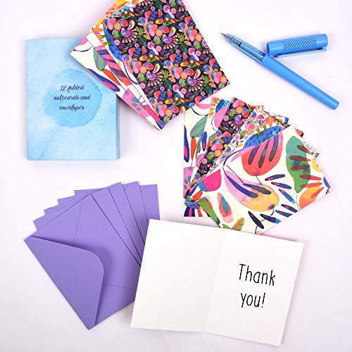 DOODLE Tropical Multicolour Notecards – Set of 12 | 3 x 4.25 Inches, 160 GSM | Small Greeting & Thank You Cards for Birthdays & All Occasions - Image 2