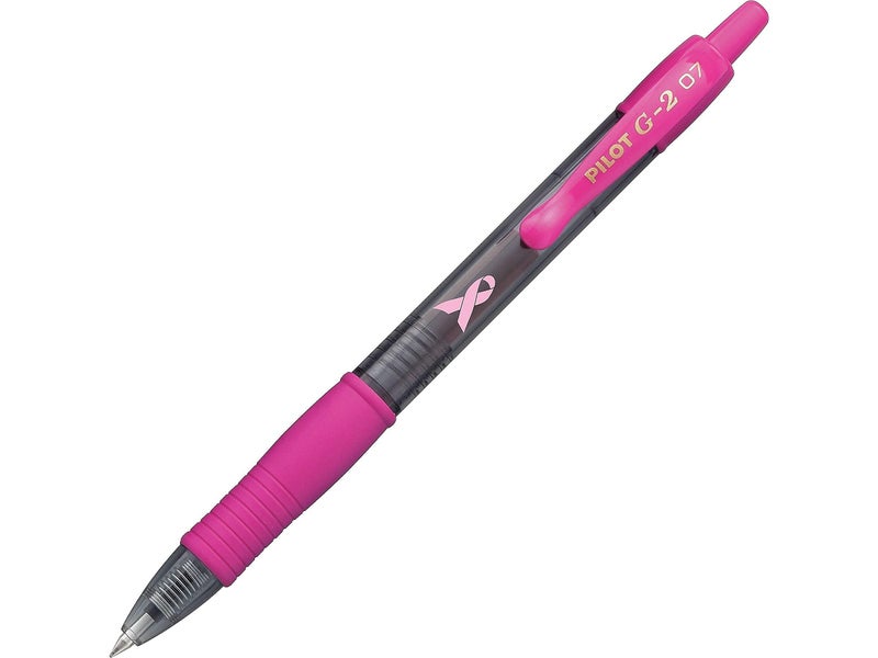 Pilot, G2 Pink Ribbon Premium Gel Roller Pens, Fine Point 0.7 mm, Pink, Pack of 2 - Image 2