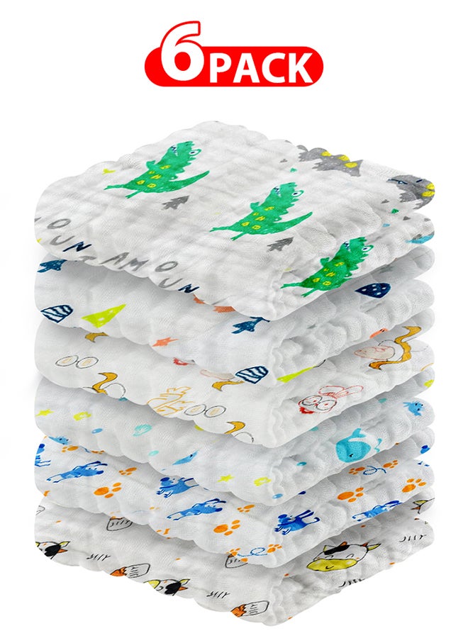 MARGOUN 6 Pack Baby Muslin Washcloths Natural Purified Cotton Baby Wipes Soft Newborn Baby Face Towel - Image 1