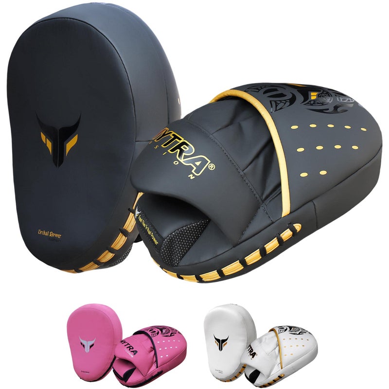 Mytra Fusion Boxing Pads - Focus Mitts MMA Muay Thai Boxing Mitts for Kickboxing Training and Martial Arts (Black) - Image 1
