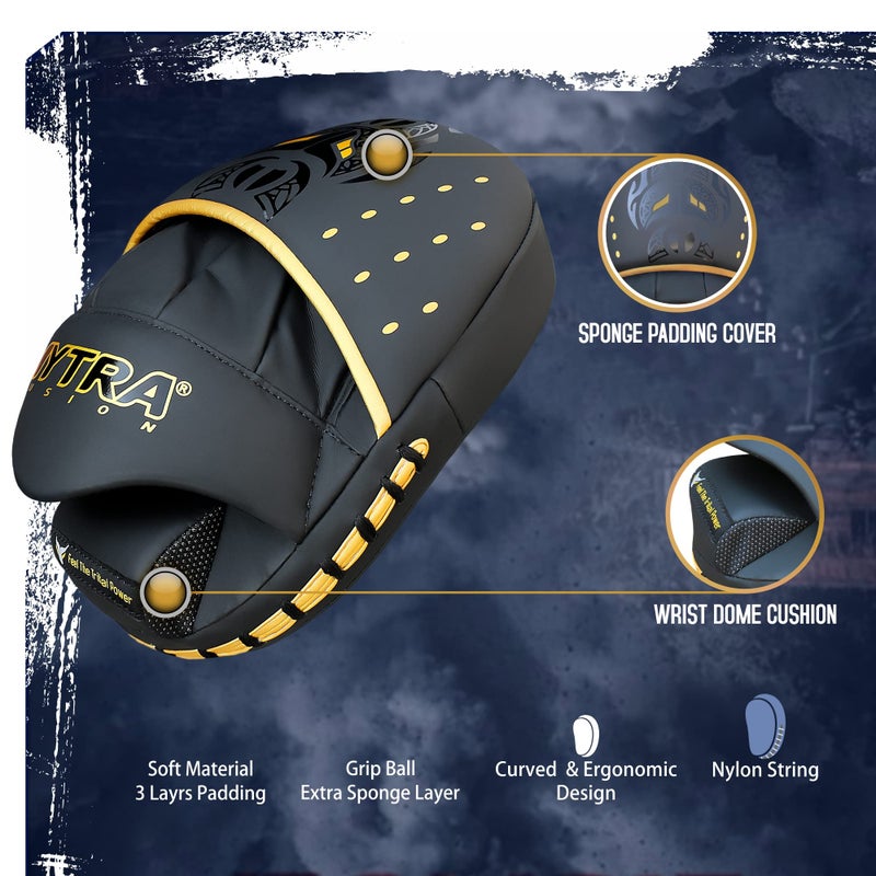 Mytra Fusion Boxing Pads - Focus Mitts MMA Muay Thai Boxing Mitts for Kickboxing Training and Martial Arts (Black) - Image 2