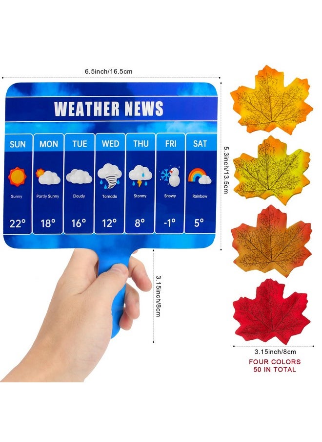 Yewong - Kids Meteorologist Costume Set Weather Man Necktie Glasses Microphone Maple Leaves Weather Chart Prop For Career Day (Blue Necklace Set) - Image 1