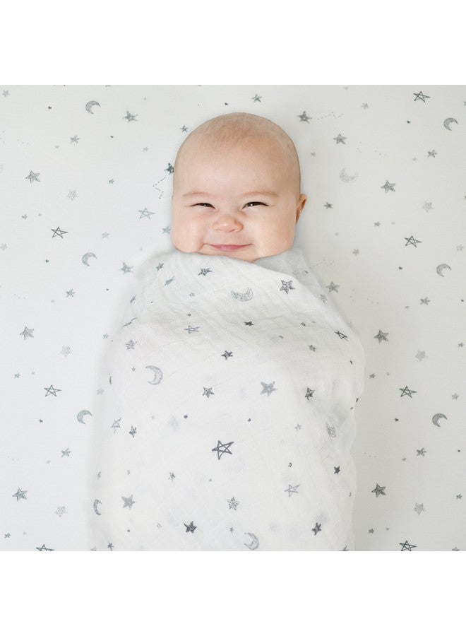 TL Care Printed 100% Natural Cotton Jersey Knit 18 X 36 Cradle/Bassinet Sheet - Fitted, Gray Stars And Moons, Soft Breathable, For Boys And Girls - Image 4