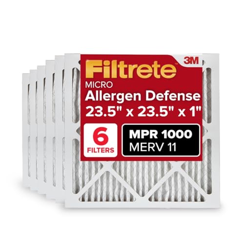 Filtrete 23.5x23.5x1 AC Furnace Air Filter, MERV 11, MPR 1000, Micro Allergen Defense, 3-Month Pleated 1-Inch Electrostatic Air Cleaning Filter, 6 Pack (Actual Size Pack 23.188x23.188x0.81 in) - Image 1