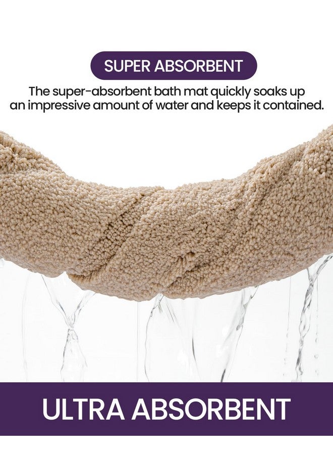 DEXI Bathroom Rug 24x16, Non Slip Washable Bath Mat for Shower Floor, Absorbent Soft Bathmat with Rubber Backing, Quick Dry Microfiber Carpet, Beige - Image 4