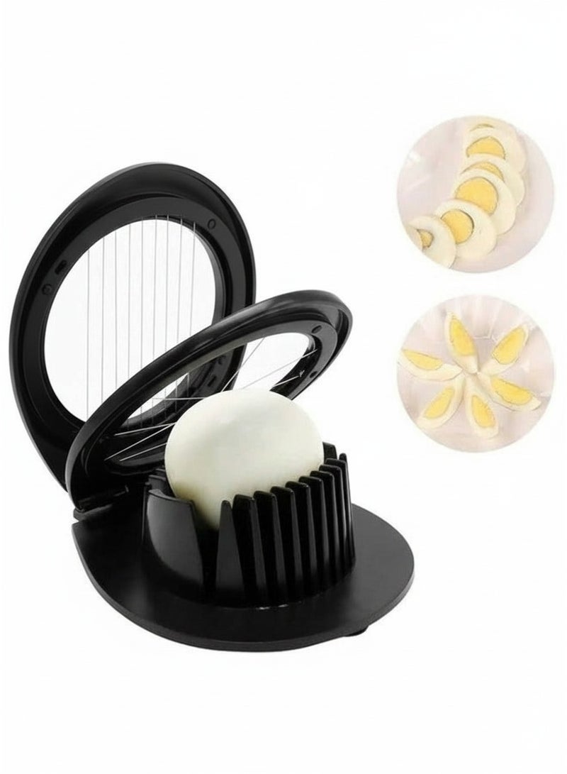 قطاعة بيض مسلوق متعددة الوظائف مع مقبض مريح، تصميم فريد لتقطيع البيض والفواكه بسرعة وسهولة، خطوط تقطيع مقاومة للصدأ لشرائح 5 مم، أسافين أو مكعبات، آمنة للغسل في غسالة الأطباق، مثالية للبيض والفواكه الطرية مثل الفراولة والموز والكيوي - Image 2