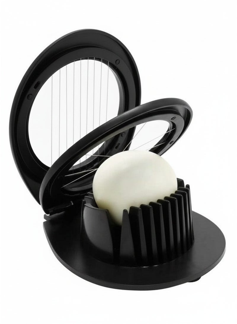 قطاعة بيض مسلوق متعددة الوظائف مع مقبض مريح، تصميم فريد لتقطيع البيض والفواكه بسرعة وسهولة، خطوط تقطيع مقاومة للصدأ لشرائح 5 مم، أسافين أو مكعبات، آمنة للغسل في غسالة الأطباق، مثالية للبيض والفواكه الطرية مثل الفراولة والموز والكيوي - Image 1