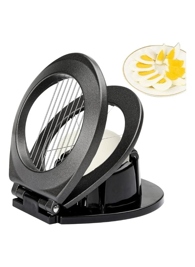 قطاعة بيض مسلوق متعددة الوظائف مع مقبض مريح، تصميم فريد لتقطيع البيض والفواكه بسرعة وسهولة، خطوط تقطيع مقاومة للصدأ لشرائح 5 مم، أسافين أو مكعبات، آمنة للغسل في غسالة الأطباق، مثالية للبيض والفواكه الطرية مثل الفراولة والموز والكيوي - Image 3