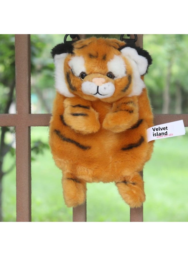Imitation Tiger Crossbody Bag Panda Bag Plush Backpack Tiger Messenger Bag Children Plush Toys Wholesale-Specifications:25cm-Colors:White Tiger Bag  - Image 4
