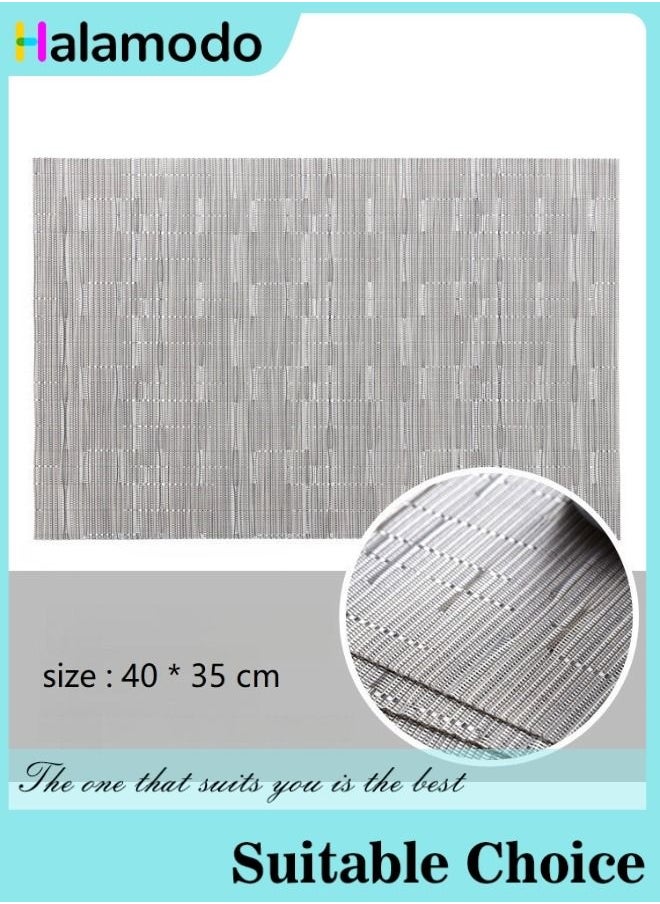 HALAMODO - Set of 6 Bamboo Gray Placemat Set Non-slip Insulated Table Mat 45×30cm - Image 1