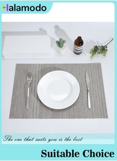 Set of 6 Bamboo Gray Placemat Set Non-slip Insulated Table Mat 45×30cm