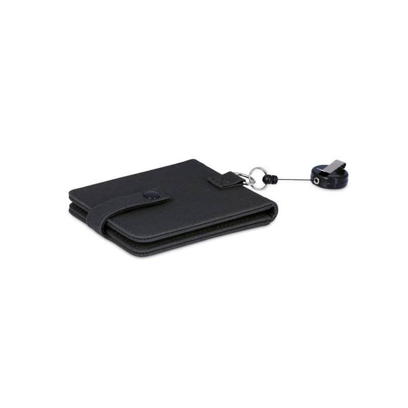 Santhome Koln Carbon-Neutral ID Card Holder with Smooth Pull Reel Badge | Recycled PU | 3 Secure Window Card Slots | Clip-On Badge Holder for Office, Events & Travel – Lightweight & Durable - Black - Image 4