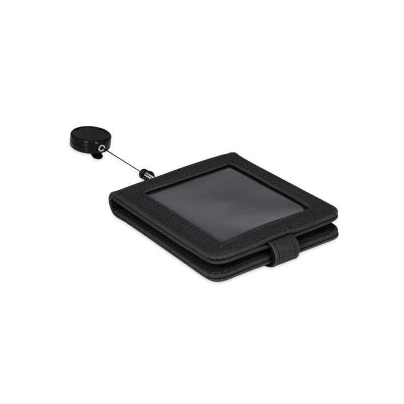 Santhome Koln Carbon-Neutral ID Card Holder with Smooth Pull Reel Badge | Recycled PU | 3 Secure Window Card Slots | Clip-On Badge Holder for Office, Events & Travel – Lightweight & Durable - Black - Image 1