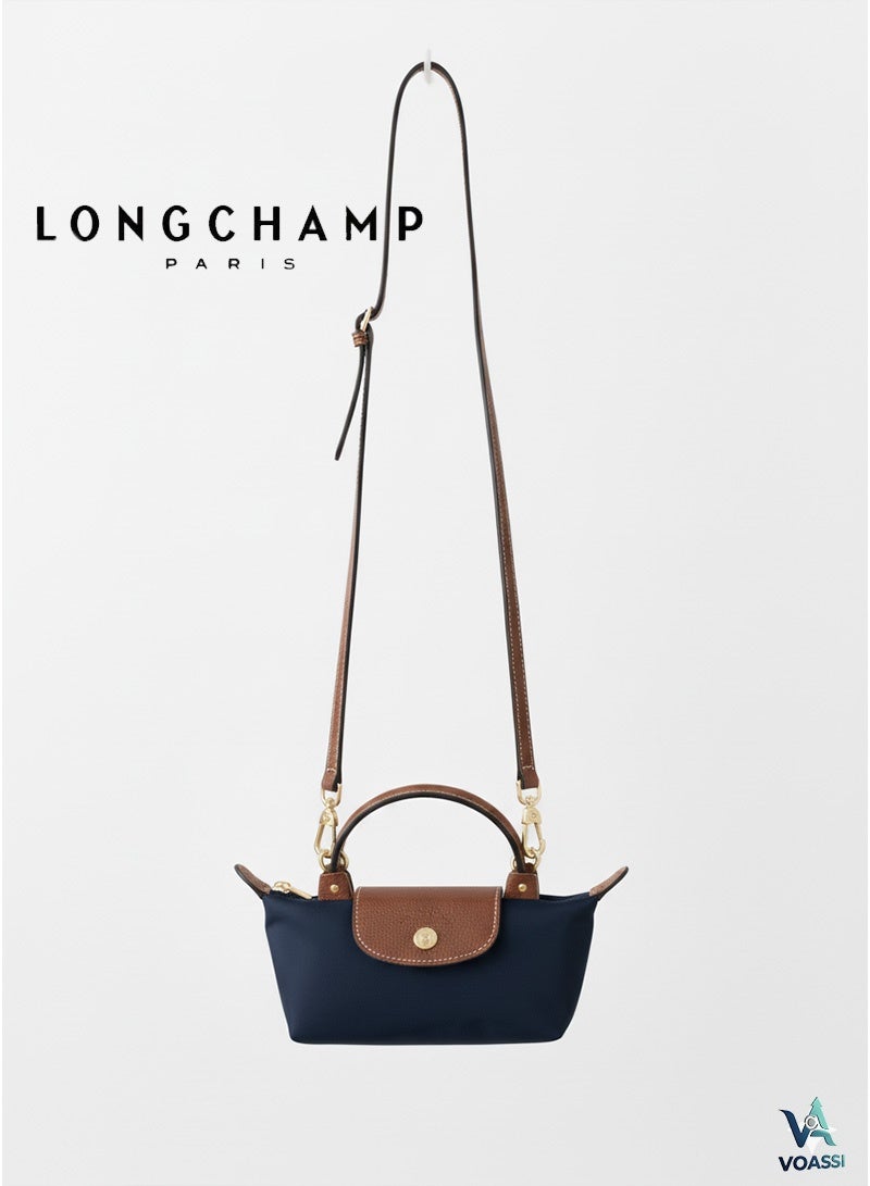 Longchamp French Longchamp Women's classic fashion versatile mini makeup bag handbag shoulder bag handheld small bag Mini Navy Classic - Image 1