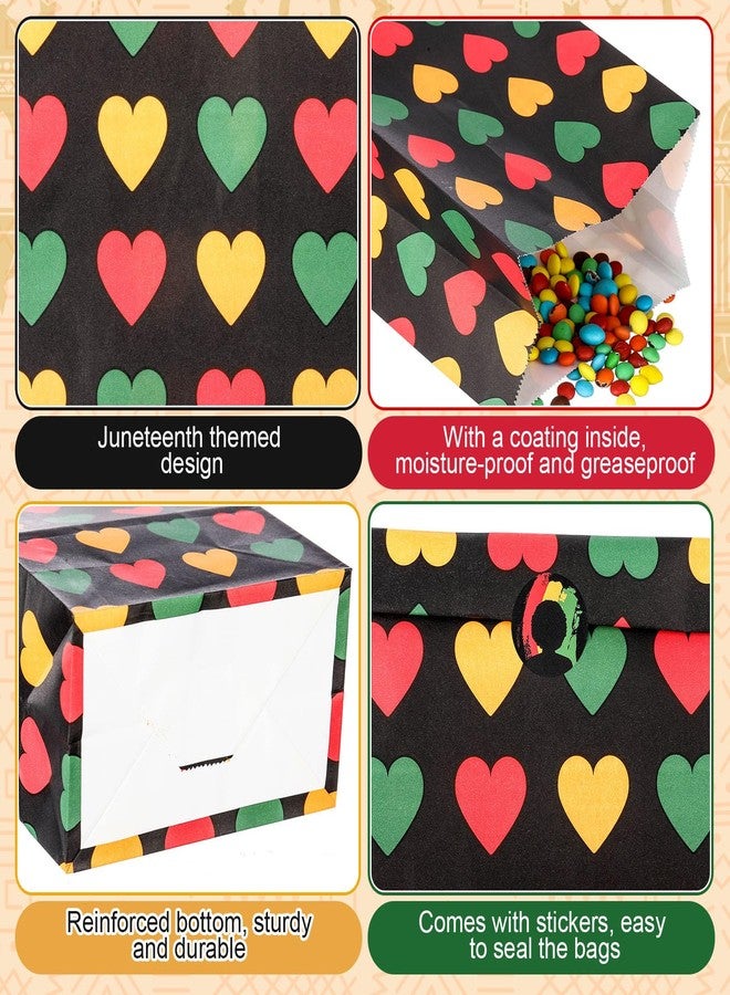 Kolldenn 30 Set Black History Month Gift Bags with Stickers, Heart Pattern Paper Treat Goodie Bags for Black History Month Juneteenth Celebration Party Decorations - Image 3