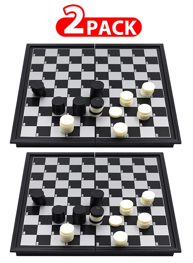 UB 2 Packs Checkers Game Board Game 25x25cm Extendable Draughts Travel Fun Casual Puzzle - Image 1