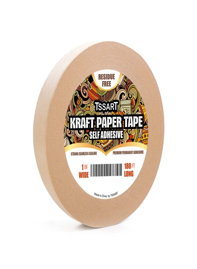 TSSART Kraft Paper Tape K49 - Self Adhesive Brown Frame Backing Tape Packing Tape with Oxidation Resistance for Picture Framing, Masking, Sealing and Packaging Use - 1inch Wide 180FT Long - Image 1