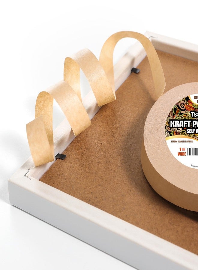 TSSART Kraft Paper Tape K49 - Self Adhesive Brown Frame Backing Tape Packing Tape with Oxidation Resistance for Picture Framing, Masking, Sealing and Packaging Use - 1inch Wide 180FT Long - Image 3