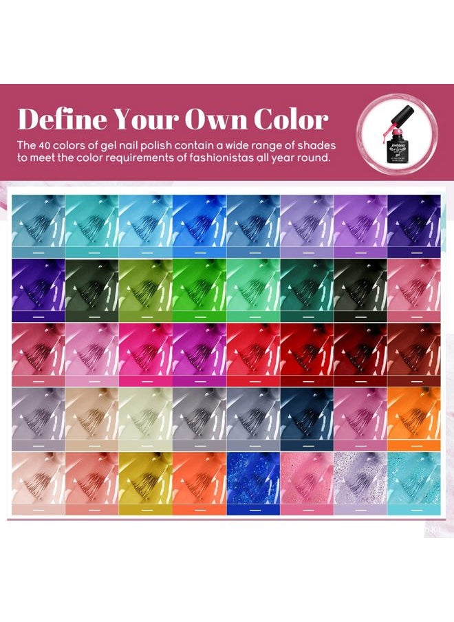 JEWHITENY 45PCS Gel Nail Polish Kit with U V Light LED Nail Lamp 40 Colors Gel Nail Polish Set Manicure Tools All-In-One Nail Gel Kit  - Image 3