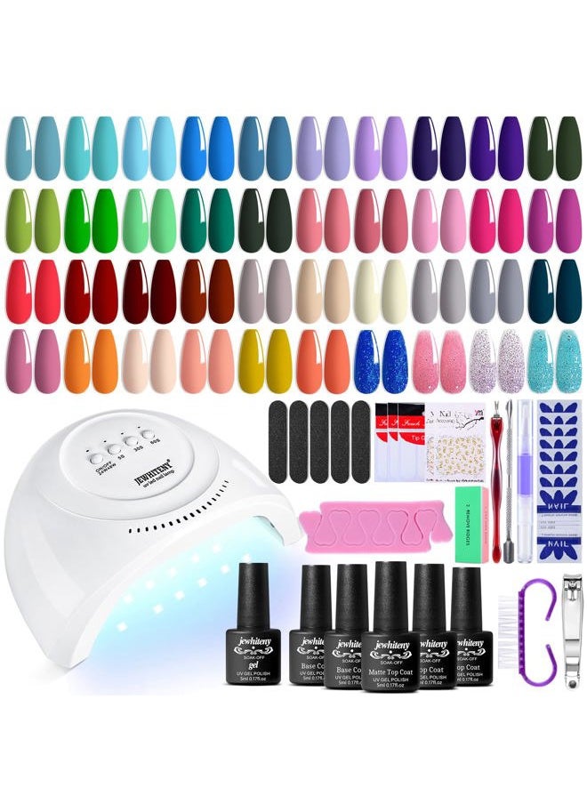 JEWHITENY 45PCS Gel Nail Polish Kit with U V Light LED Nail Lamp 40 Colors Gel Nail Polish Set Manicure Tools All-In-One Nail Gel Kit  - Image 1