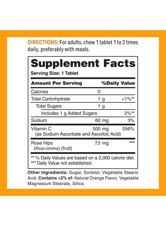 Vitamin World Vitamin C 500 mg with Rose HIPS Natural Orange Flavor, 250 Tablets - Image 2