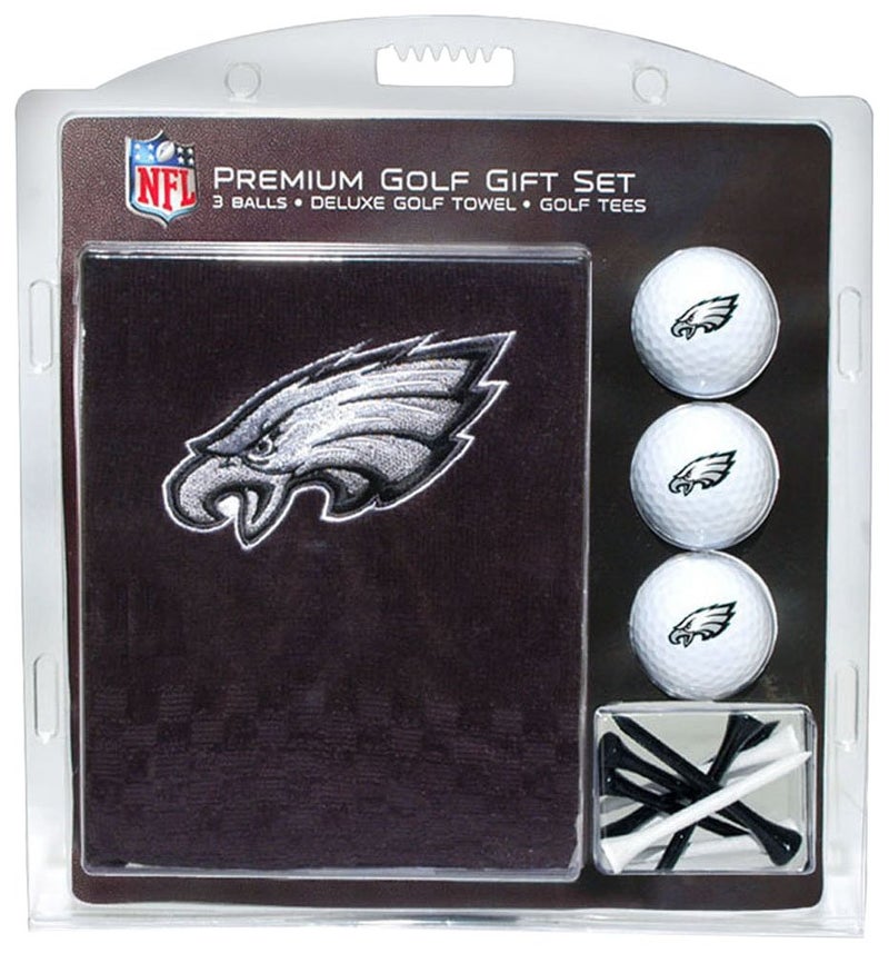 Team Golf NFL Philadelphia Eagles Gift Set Embroidered Golf Towel 3 Golf Balls and 14 Golf Tees 234 Regulation TriFold Towel 16 x 22 100 Cotton