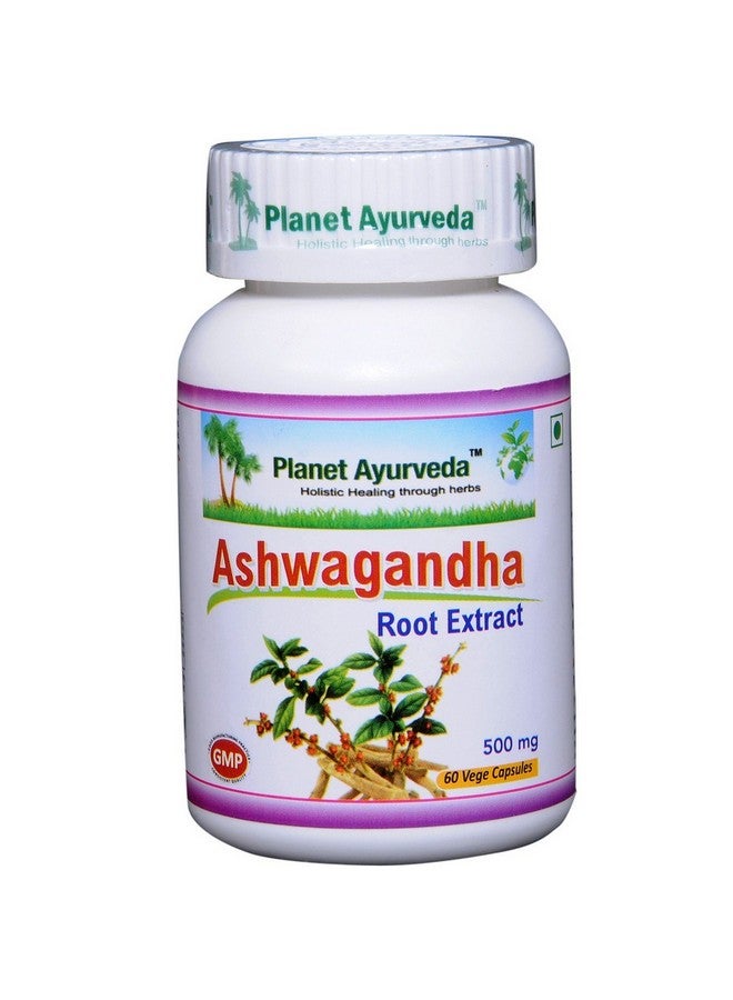 Planet Ayurveda Ashwagandha Capsules | Stress Relief | Rejuvenates Mind & Body - 60 Capsules