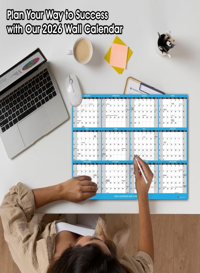DVN Learning 2026 Wall Calendar with Double Sided Tape for Wall hanging, Large Wet & Dry Erase Laminated, Size 12" x 18", 12 Month Annual Yearly Wall Planner, Reversible, Horizontal/Vertical - Image 4