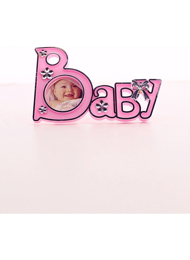Deco Elit 2 Pieces Cute Mini Picture Frame with Baby Writing Pink  - Image 2