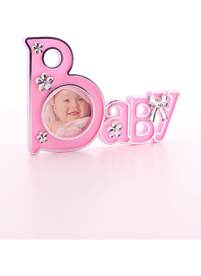 Deco Elit 2 Pieces Cute Mini Picture Frame with Baby Writing Pink  - Image 1