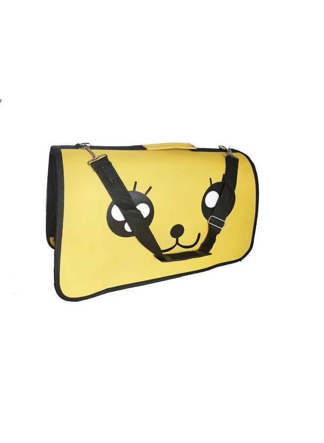 حامل قطط كلاب صغير قابل للتنفس مطبوع عليه أسطوانة لحمل اليدين وحقيبة سفر خارجية للجراء الأليفة (أصفر) - Image 1