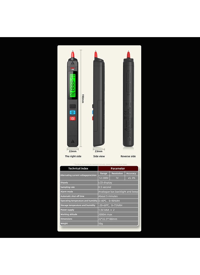 BSIDE - Digital AC Voltage Tester Leakage Detector Electric Leakage Detect Pen 0-300V Non-contact Circuit Continuity Test Pen Live Wire Check with Backlight Display - Image 1