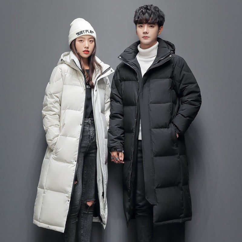 2023 Winter Men'S Down Jacket Couple'S Long Thickened Warm Hooded Simple Fashion Youth Fashion Coat - Image 2