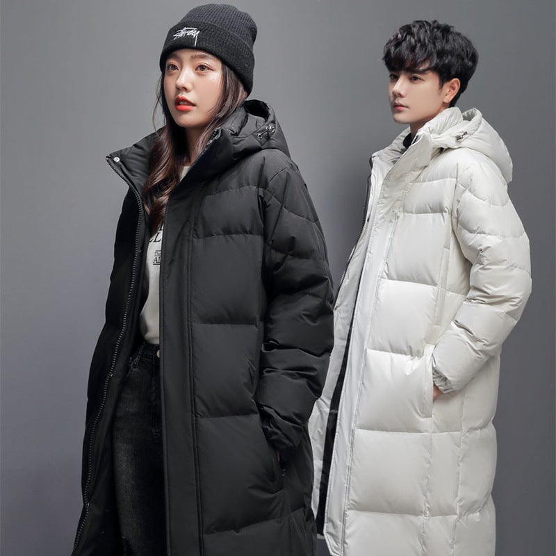 2023 Winter Men'S Down Jacket Couple'S Long Thickened Warm Hooded Simple Fashion Youth Fashion Coat - Image 3