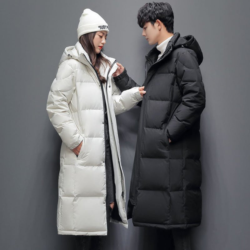 2023 Winter Men'S Down Jacket Couple'S Long Thickened Warm Hooded Simple Fashion Youth Fashion Coat - Image 5