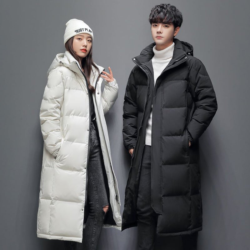 2023 Winter Men'S Down Jacket Couple'S Long Thickened Warm Hooded Simple Fashion Youth Fashion Coat - Image 4