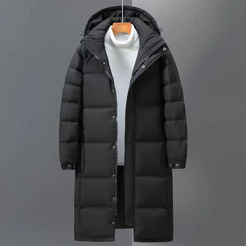 2023 Winter Men'S Down Jacket Couple'S Long Thickened Warm Hooded Simple Fashion Youth Fashion Coat - Image 1