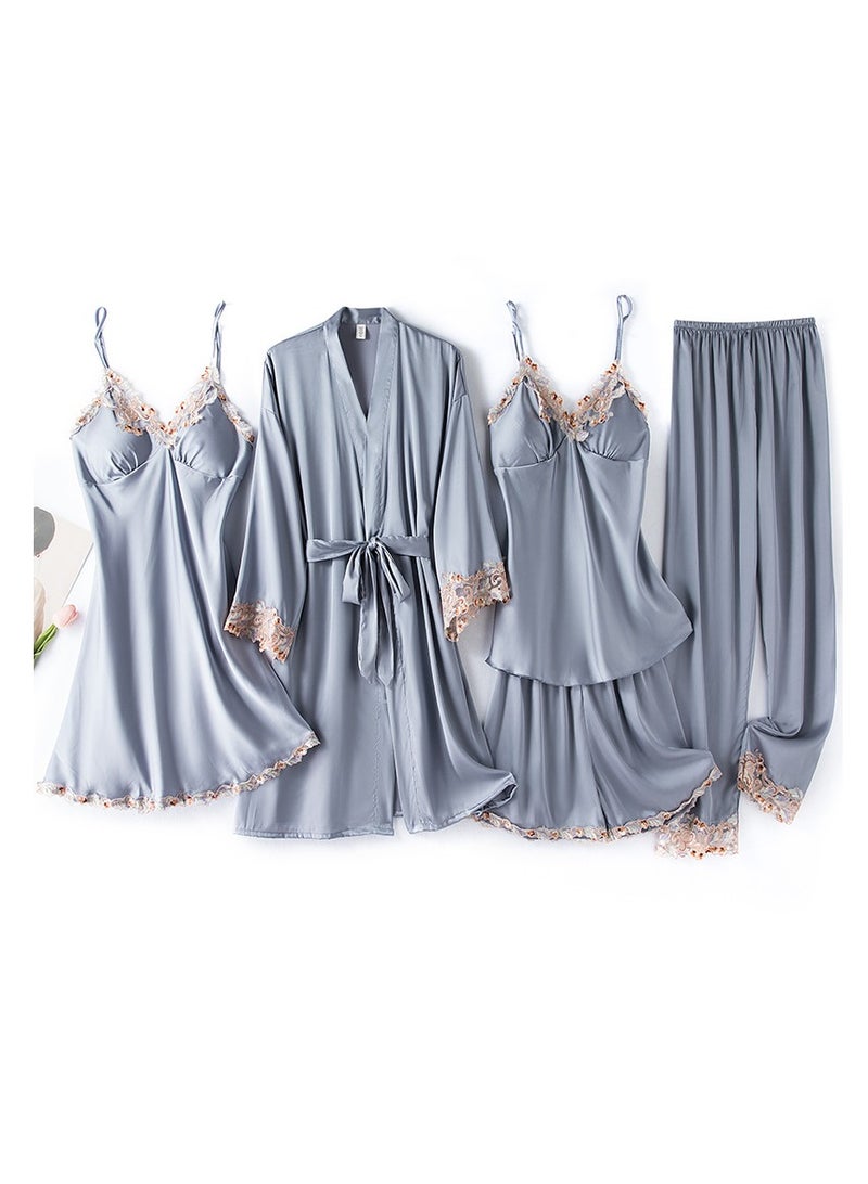 Five-piece suspender pajamas set that can be worn in all seasons