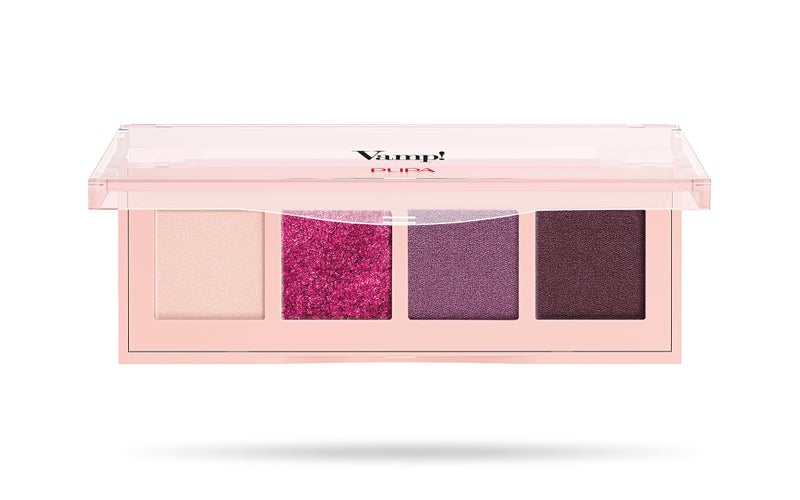 Pupa Milano Vamp! 4 Eyeshadow Palette, 004 Vibrant Plum, 0.183 oz - Eye Makeup - Matt, Satin, Metallic Finishes - Lightweight - Blends Easily - Talc-Free