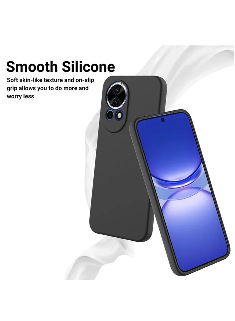 Wtech Huawei nova 13 5G 2024 Premium Soft Liquid Silicone Case Cover - Black - Image 3