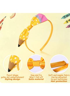 HOXIEYA HOXIEYA Cute Yellow Pencil Bow Headband for Girls Hair Accessories Outfit  - Image 5