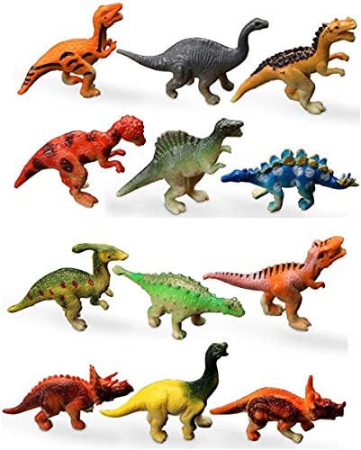 HAPTIME Plastic Assorted Mini Dinosaur Figures, Little Dinosaur Figurine, Small Dino Toy 1.5 inch - 3 inch, Great for Dino Cake Topper, Easter Eggs Filler, Pack of 12 - Image 1