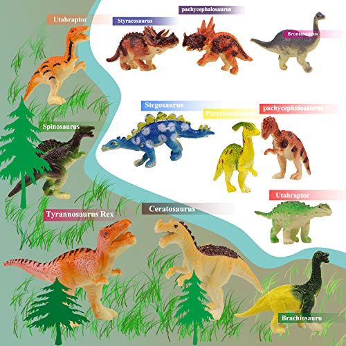HAPTIME Plastic Assorted Mini Dinosaur Figures, Little Dinosaur Figurine, Small Dino Toy 1.5 inch - 3 inch, Great for Dino Cake Topper, Easter Eggs Filler, Pack of 12 - Image 3