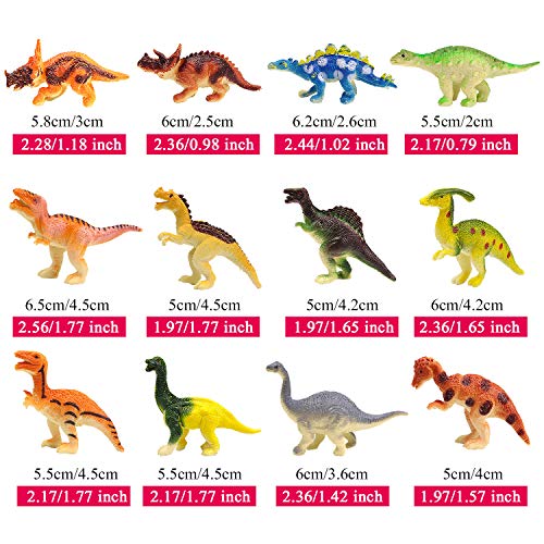 HAPTIME Plastic Assorted Mini Dinosaur Figures, Little Dinosaur Figurine, Small Dino Toy 1.5 inch - 3 inch, Great for Dino Cake Topper, Easter Eggs Filler, Pack of 12 - Image 4